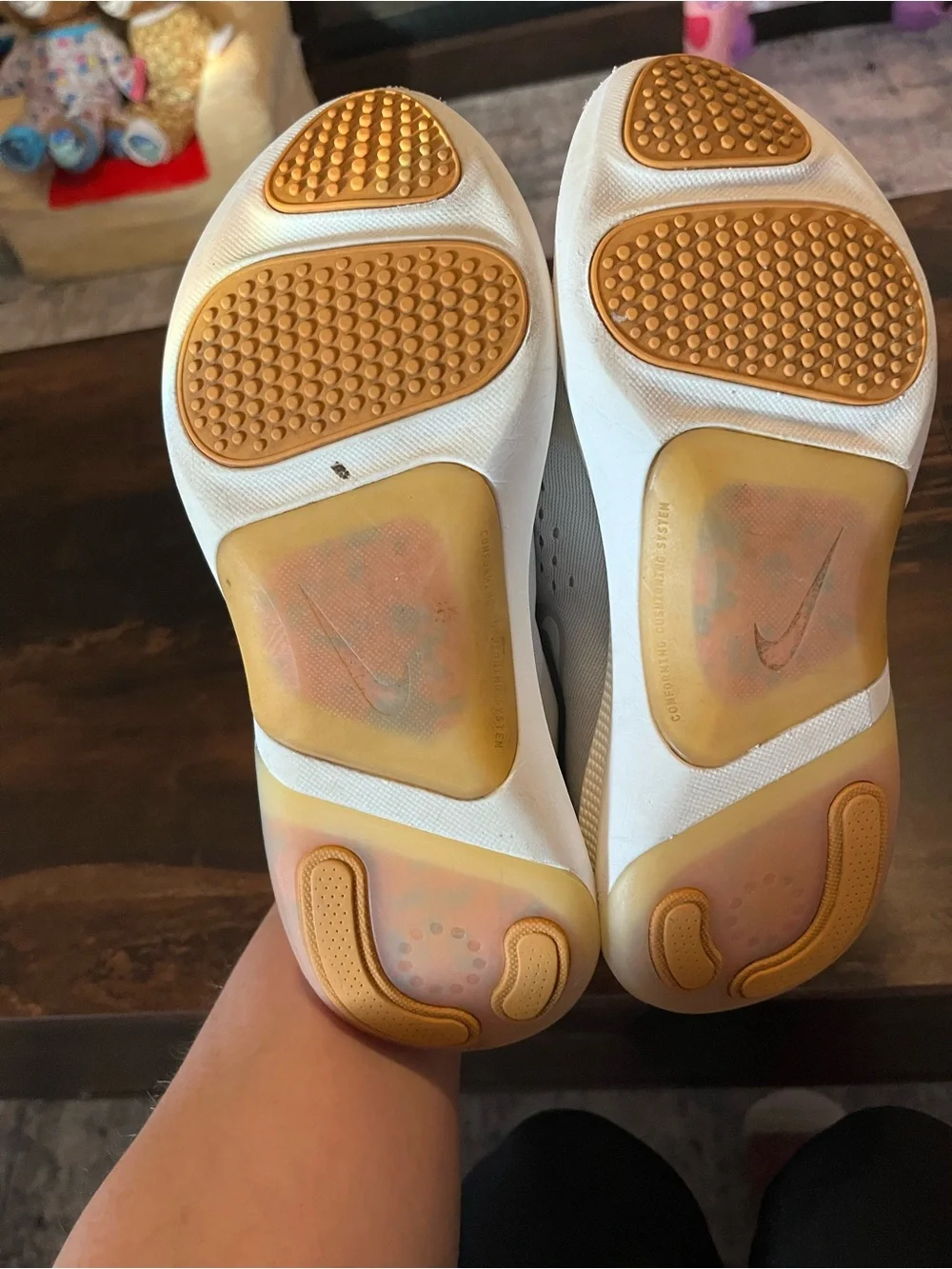 Nike Women's White Sneakers with Beige Accents